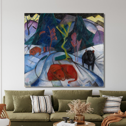 Un Bisonte In Inverno Il Bisonte Rosso Franz Marc fmr1 quadro stampato su tela