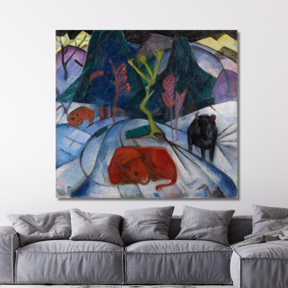 Un Bisonte In Inverno Il Bisonte Rosso Franz Marc fmr1 quadro stampato su tela