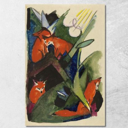 Quattro Volpi Franz Marc fmr20 quadro stampato su tela