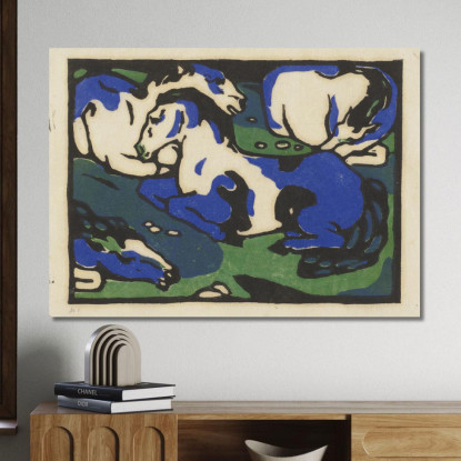 Cavalli Che Riposano Franz Marc fmr27 quadro stampato su tela