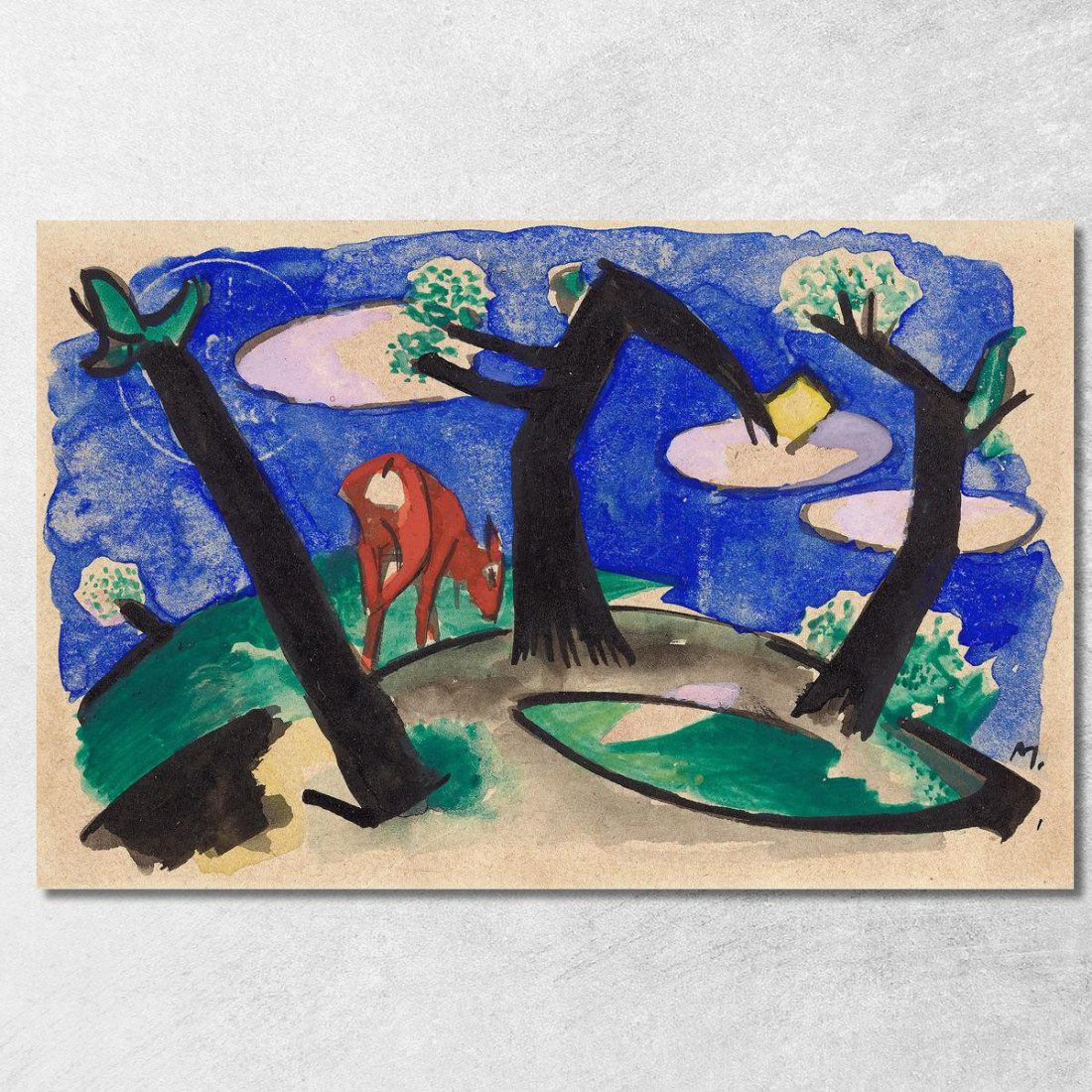 Paesaggio Con Un Animale Rosso Franz Marc fmr29 quadro stampato su tela