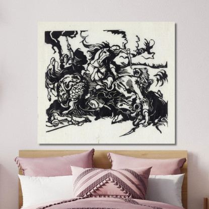 Caccia Al Leone Per Delacroix Franz Marc fmr31 quadro stampato su tela