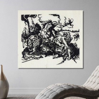 Caccia Al Leone Per Delacroix Franz Marc fmr31 quadro stampato su tela