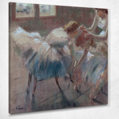 Tre Ballerini Che Si Preparano Per La Lezione Edgar Degas edg274 quadro stampato su tela