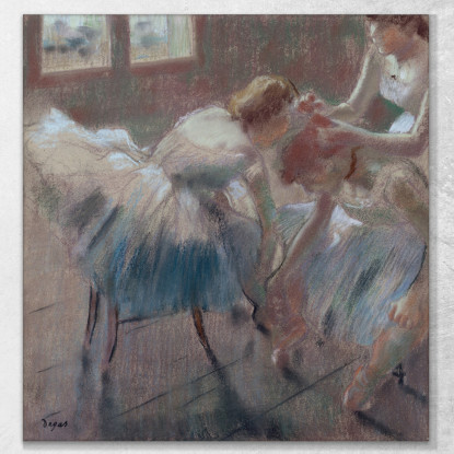 Tre Ballerini Che Si Preparano Per La Lezione Edgar Degas edg274 quadro stampato su tela