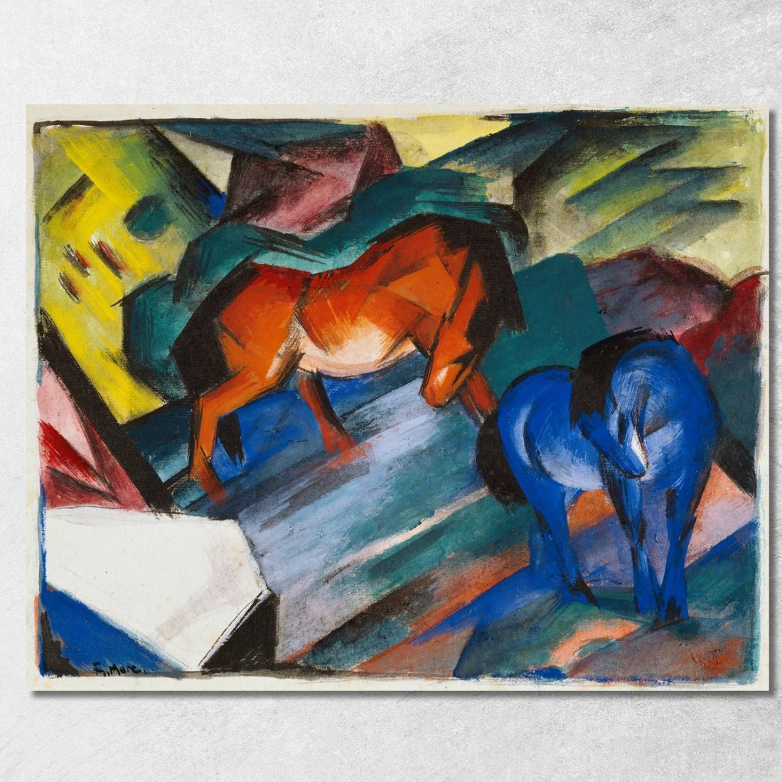 Cavallo Rosso E Blu Franz Marc fmr38 quadro stampato su tela