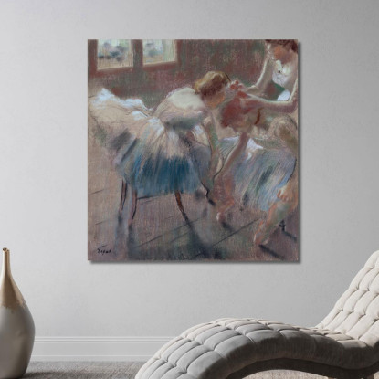 Tre Ballerini Che Si Preparano Per La Lezione Edgar Degas edg274 quadro stampato su tela