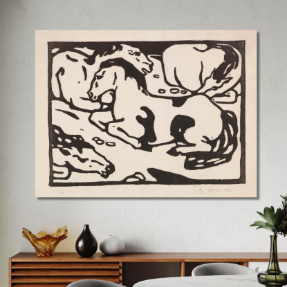 Cavalli A Riposo 2 Franz Marc fmr41 quadro stampato su tela