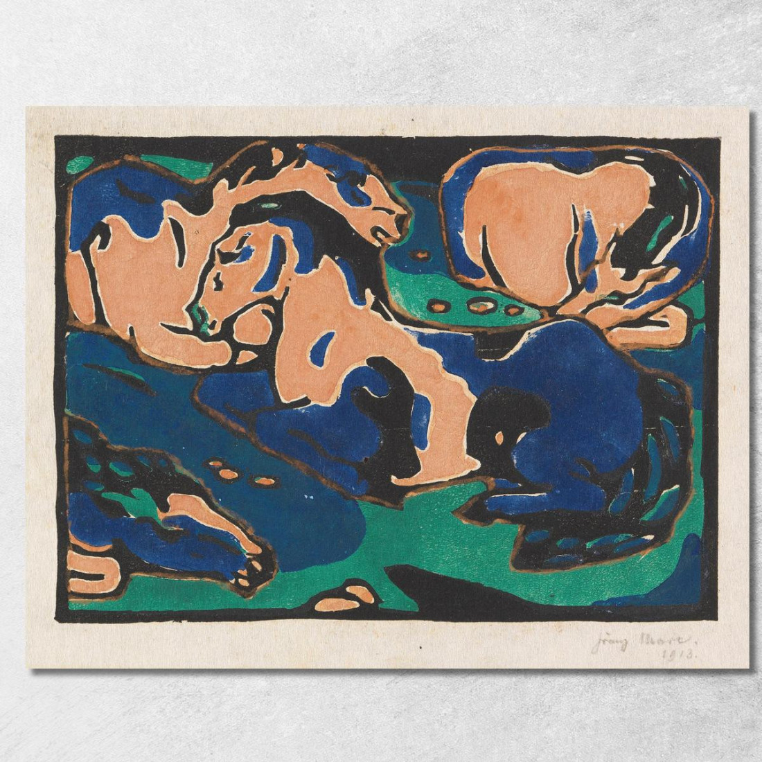 Cavalli A Riposo Franz Marc fmr42 quadro stampato su tela