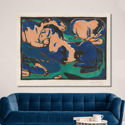 Cavalli A Riposo Franz Marc fmr42 quadro stampato su tela