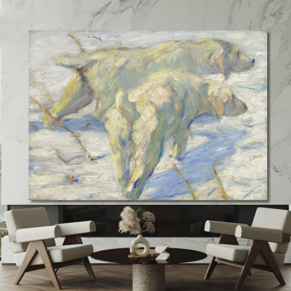 Cani Siberiani Nella Neve Franz Marc fmr44 quadro stampato su tela