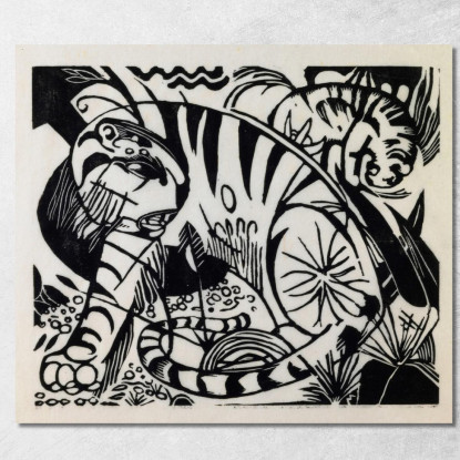 Tigre 3 Franz Marc fmr56 quadro stampato su tela