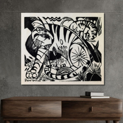 Tigre 3 Franz Marc fmr56 quadro stampato su tela