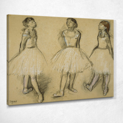 Tre Studi Di Una Ballerina In Quarta Posizione Edgar Degas edg277 quadro stampato su tela