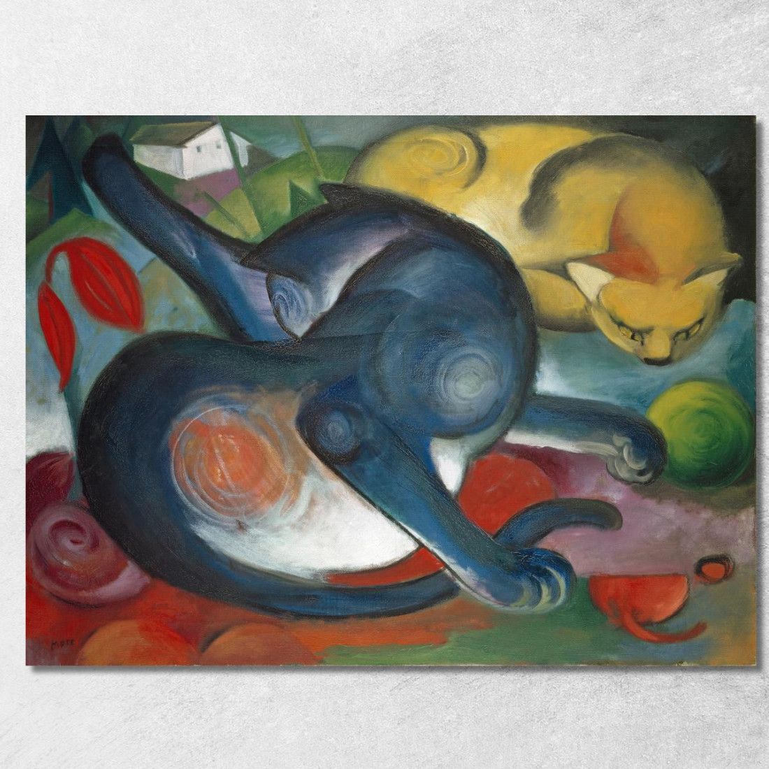 Due Gatti Blu E Gialli Franz Marc fmr61 quadro stampato su tela