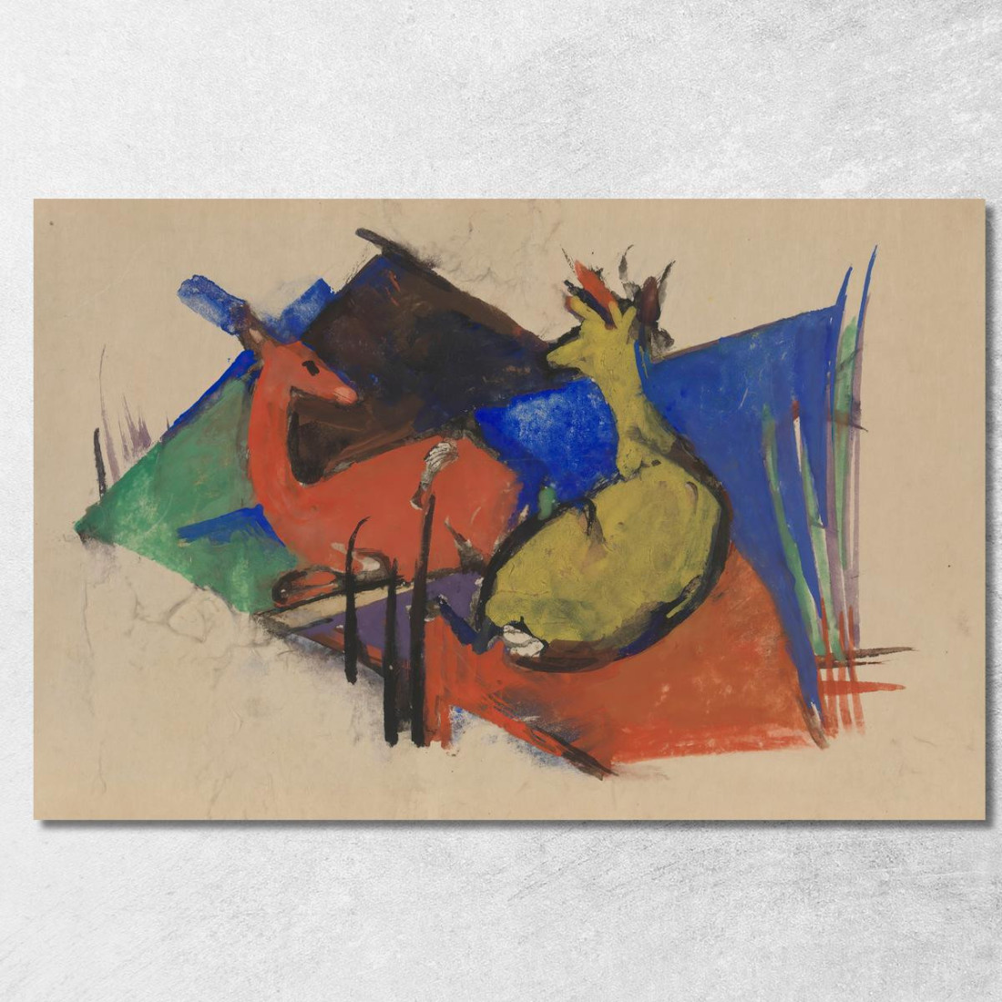 Due Cervi Sdraiati Franz Marc fmr62 quadro stampato su tela