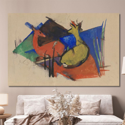 Due Cervi Sdraiati Franz Marc fmr62 quadro stampato su tela