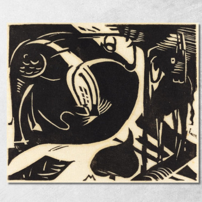 Due Animali Mitici Due Animali Mitici Franz Marc fmr63 quadro stampato su tela