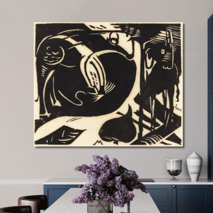 Due Animali Mitici Due Animali Mitici Franz Marc fmr63 quadro stampato su tela