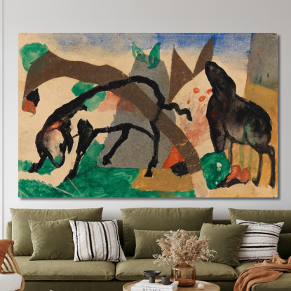 Due Pecore Franz Marc fmr64 quadro stampato su tela