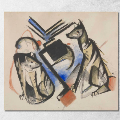 Due Lupi Franz Marc fmr65 quadro stampato su tela