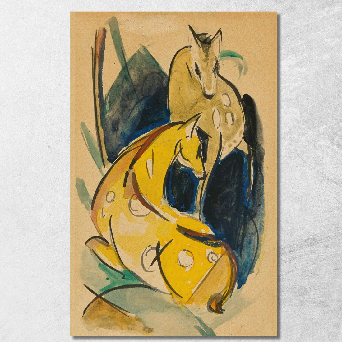 Due Animali Gialli Franz Marc fmr67 quadro stampato su tela