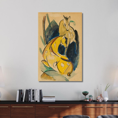 Due Animali Gialli Franz Marc fmr67 quadro stampato su tela