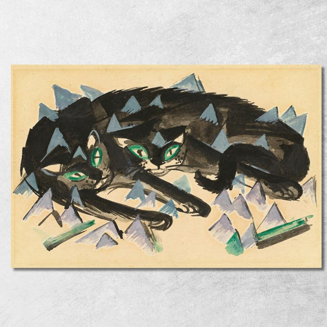 Due Gatti Neri Sdraiati Franz Marc fmr68 quadro stampato su tela