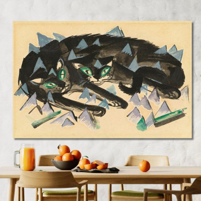 Due Gatti Neri Sdraiati Franz Marc fmr68 quadro stampato su tela