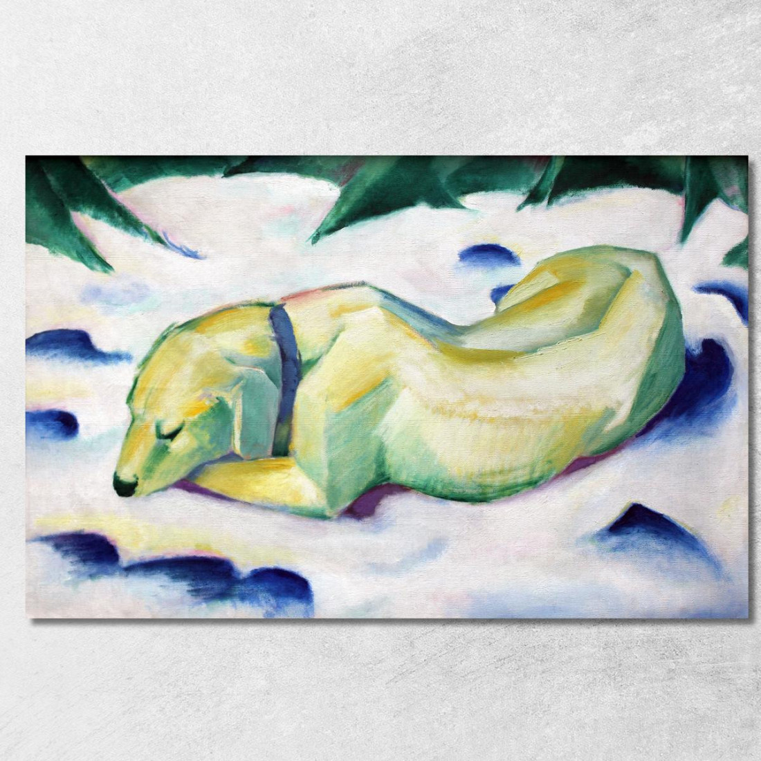 Cane Sdraiato Nella Neve Franz Marc fmr80 quadro stampato su tela