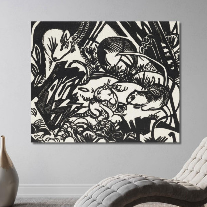 Dalla Leggenda Animale Genius Franz Marc fmr88 quadro stampato su tela
