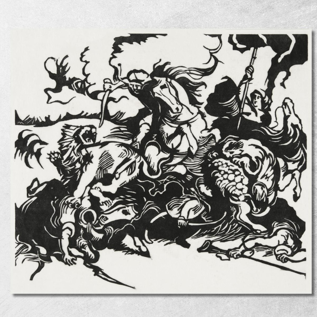 Caccia Al Leone Franz Marc fmr96 quadro stampato su tela
