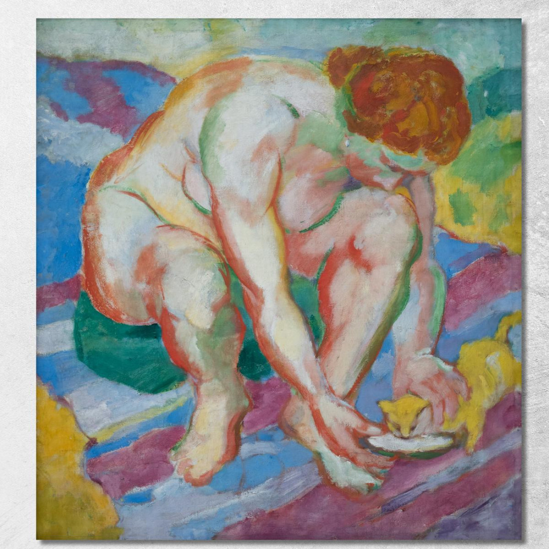 Nudo Con Gatto Franz Marc fmr100 quadro stampato su tela