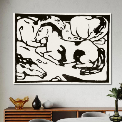 Cavalli A Riposo Franz Marc fmr103 quadro stampato su tela