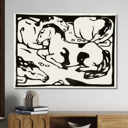 Cavalli A Riposo Franz Marc fmr103 quadro stampato su tela