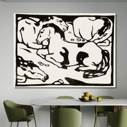 Cavalli A Riposo Franz Marc fmr103 quadro stampato su tela