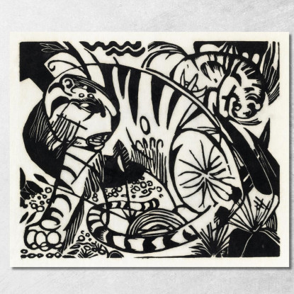 Tigre Franz Marc fmr112 quadro stampato su tela