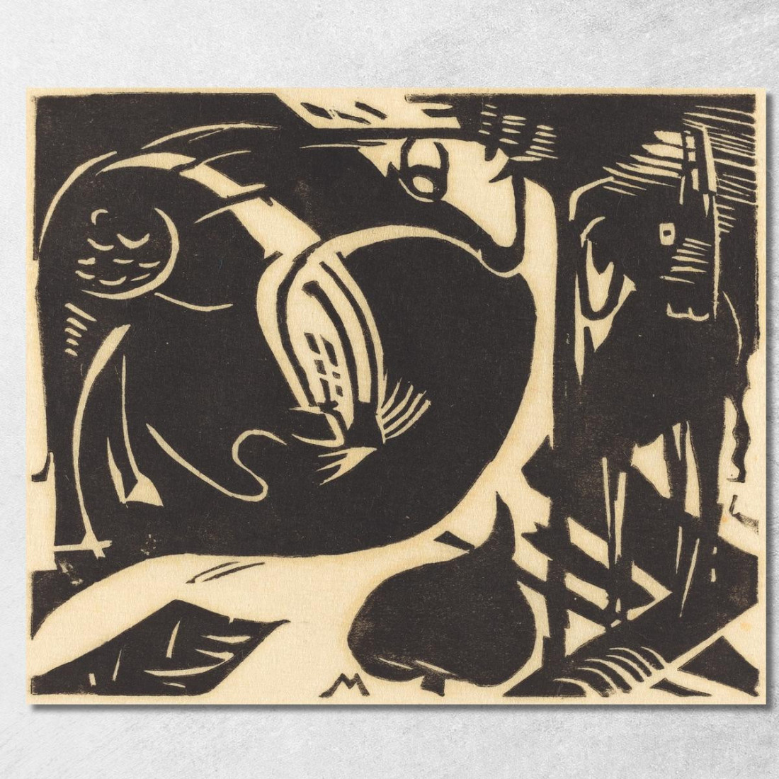 Due Animali Mitici Franz Marc fmr115 quadro stampato su tela