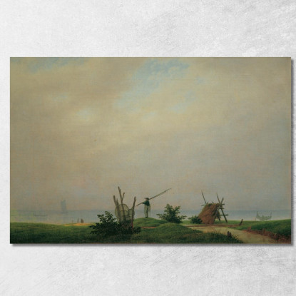 Spiaggia Del Mare Con Pescatore 1807 Caspar David Friedrich cdf15 quadro stampato su tela