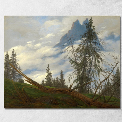 Cima Della Montagna Con Nuvole Alla Deriva Caspar David Friedrich cdf21 quadro stampato su tela