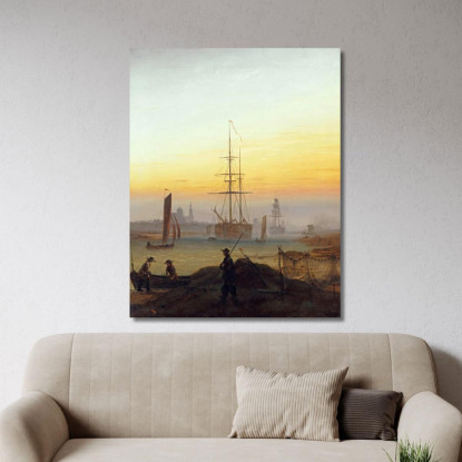 Navi Nel Porto Di Greifswald Caspar David Friedrich cdf22 quadro stampato su tela