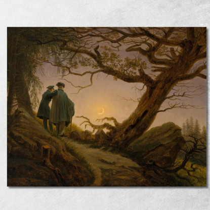 Due Uomini Contemplano La Luna Caspar David Friedrich cdf40 quadro stampato su tela