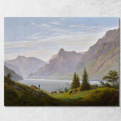 Paesaggio Con Lago Di Montagna Al Mattino Paesaggio Con Lago Di Montagna Al Mattino Caspar David Friedrich quadro stampato su te