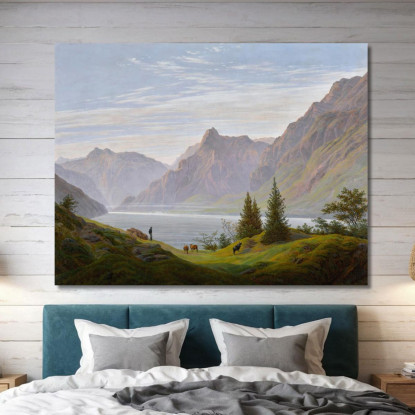 Landscape With Mountain Lake Morning Landscape With Mountain Lake Morning Caspar David Friedrich canvas print