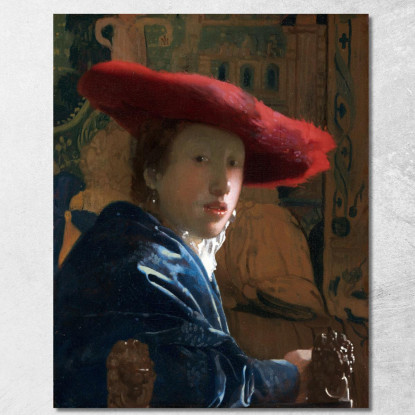 Ragazza Con Il Cappello Rosso Jan Vermeer jvr9 quadro stampato su tela