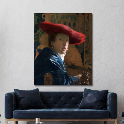 Ragazza Con Il Cappello Rosso Jan Vermeer jvr9 quadro stampato su tela