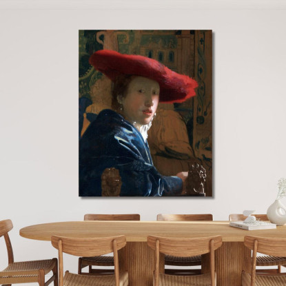 Ragazza Con Il Cappello Rosso Jan Vermeer jvr9 quadro stampato su tela