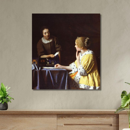 Padrona E Serva Signora Con La Sua Serva Che Tiene Una Lettera Jan Vermeer jvr12 quadro stampato su tela