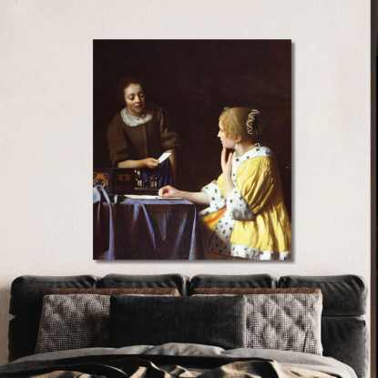 Padrona E Serva Signora Con La Sua Serva Che Tiene Una Lettera Jan Vermeer jvr12 quadro stampato su tela