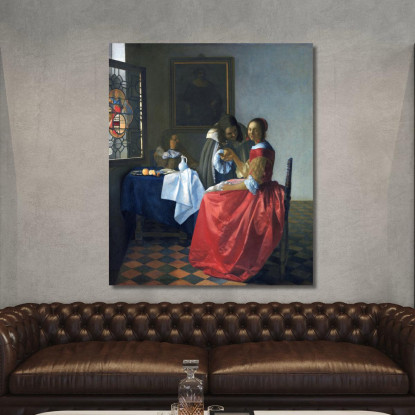 La Ragazza Con Un Bicchiere Di Vino Jan Vermeer jvr21 quadro stampato su tela